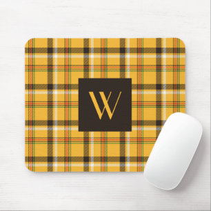 Modern Beige Plaid Ruitjes Patroon Monogram Muismat