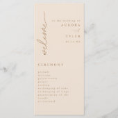 Modern Beige Script Trouwprogramma Programma (Voorkant)