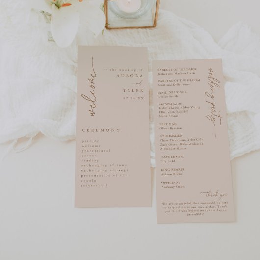 Modern Beige Script Trouwprogramma Programma