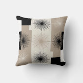 Modern beige, zwart-wit Starburst minimalistisch Kussen (Achterkant)