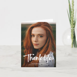 Modern belettering eenvoudig 3 foto Afstuderen gev Bedankkaart
