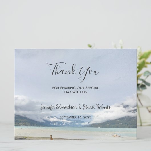 Modern berg zomer strand Dank u kaart (Staand voorkant)