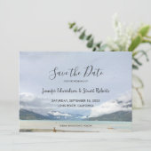 Modern berg zomer strand Save the Date kaart (Staand voorkant)