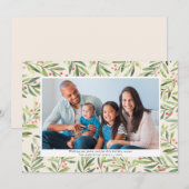Modern Berry Greenery Cream-kerstfoto Feestdagenkaart (Voorkant / Achterkant)