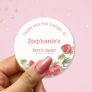 Modern Berry Sweet Dank u Baby shower Ronde Sticker