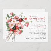 Modern Berry Sweet Strawberry Baby shower Kaart (Voorkant / Achterkant)