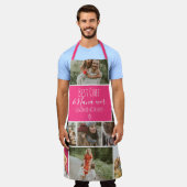 Modern Best chef oma foto collage grid roze Schort (Gedragen)
