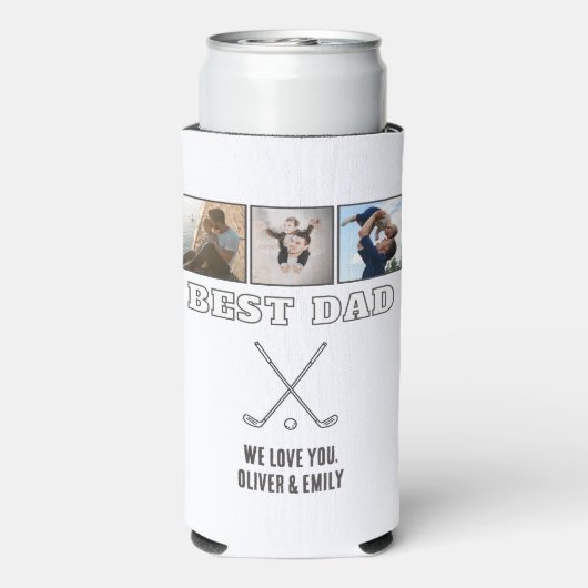 Modern Best Dad 3 Photo Collage Keepsake Golf (Seltzer Achterkant)