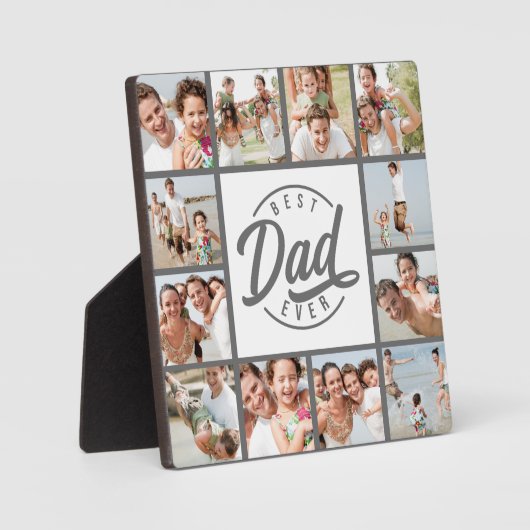 Modern Best Dad Ever 12 Photo Collage Plaque (Recto)