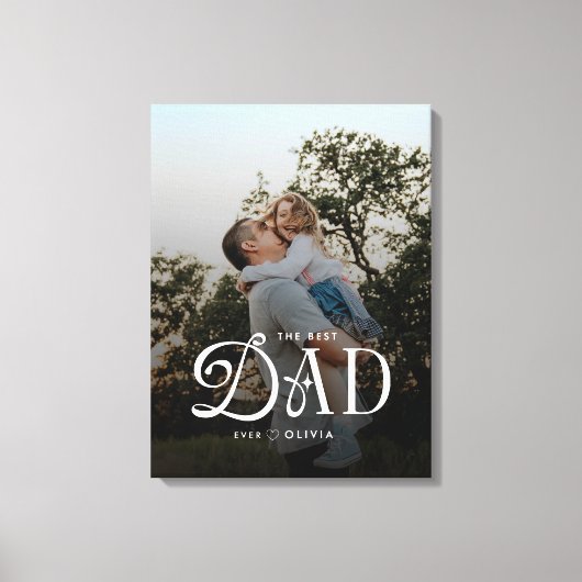 Modern Best Dad Ever Photo Personalized Canvas (Voorkant)