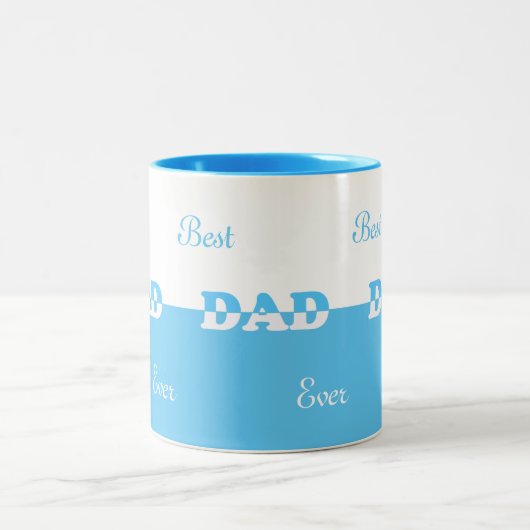 Modern Best Dad op Turquoise Blauw & Wit Tweekleurige Koffiemok (Center)