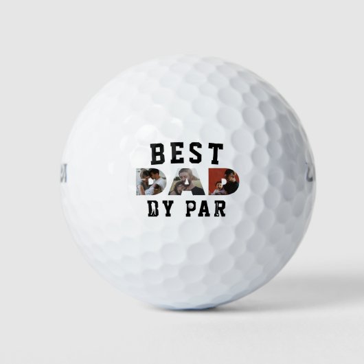 Modern Best DAD, Par Ever Photo Collage Golfer Golfballen (Voorkant)