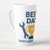 Modern "Best Dad" Trophy Design – Happy Father's D Latte Mok (Linkerhoek)