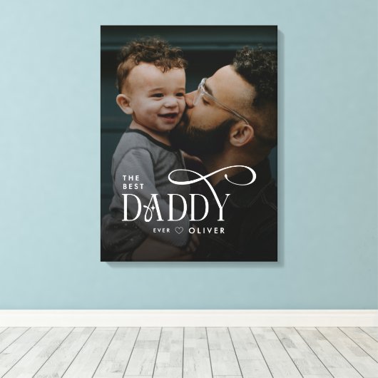 Modern Best Daddy Ever Photo Personalized Canvas (Insitu (Houten vloer))