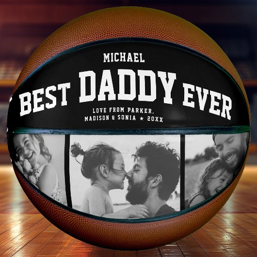 Modern BEST DADDY OOIT Cool Trendy Photo Collage Basketbal