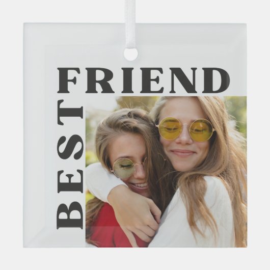 Modern Best Friend-foto kerstversiering Glas Ornament (Voorkant)