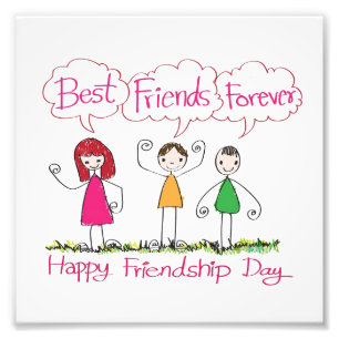 Modern BEST FRIENDS FOREVER 1 Photo Collage Plaque Foto Afdruk