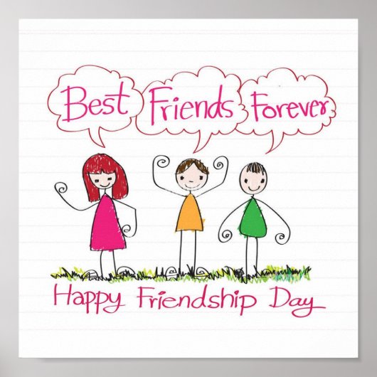 Modern BEST FRIENDS FOREVER 1 Photo Collage Plaque Poster (Voorkant)