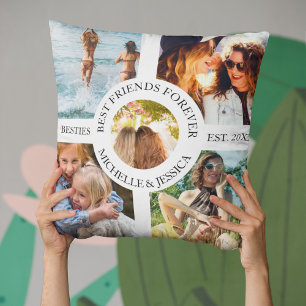 Modern Best Friends Forever Foto Collage   Bestie Kussen