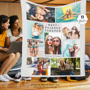 Modern BEST FRIENDS FOREVER Photo Collage Gray Fleece Deken