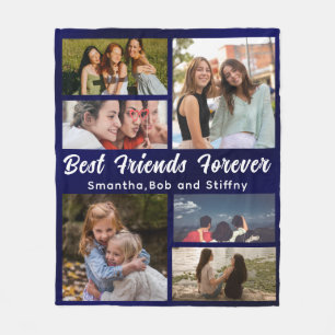Modern BEST FRIENDS FOREVER Photo Collage Names Fleece Deken