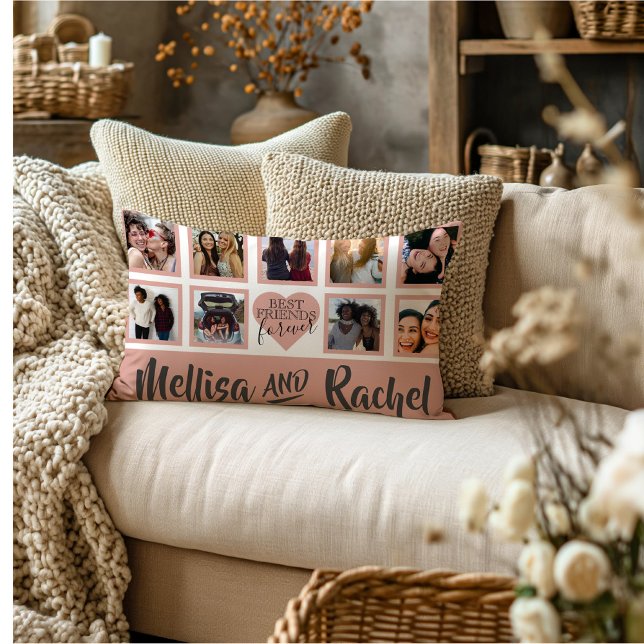 Modern Best Friends Photo Nom Lumbar Coussin (Créateur téléchargé)