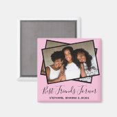 Modern Best Friends Photo Personalized Fun Pink Magneet (Voorkant / Achterkant)
