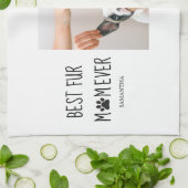 Modern Best Fur Mam Ever | Dog Photo Theedoek (Gevouwen)