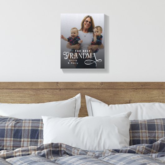 Modern Best Grandma Ever Photo Personalized Canvas Afdruk (Insitu (Slaapkamer))