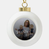 Modern Best Grandma Ever Photo Personalized Keramische Bal Ornament (Voorkant)