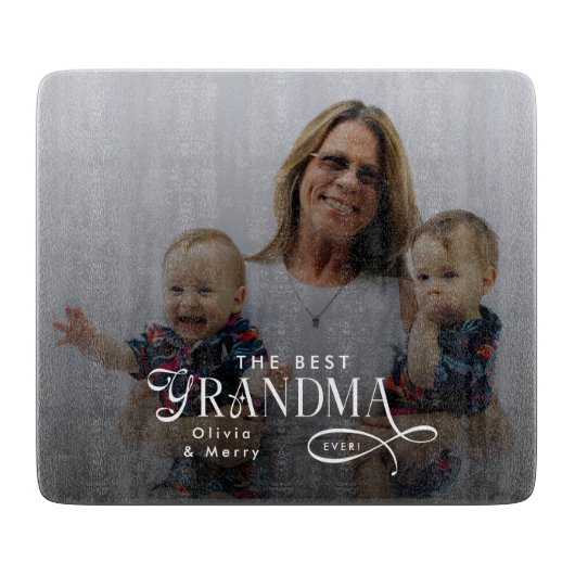 Modern Best Grandma Ever Photo Personalized Snijplank (Voorkant)