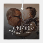 Modern Best GrandPa Ever Photo Personalized Glas Ornament (Achterkant)