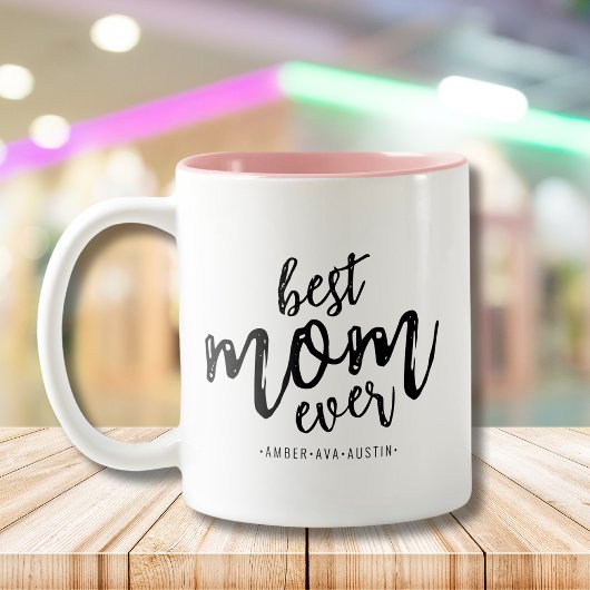 Modern Best Mam Ever Kinder Name Script Tweekleurige Koffiemok