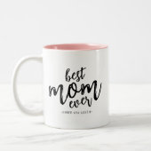 Modern Best Mam Ever Kinder Name Script Tweekleurige Koffiemok (Links)