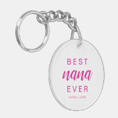 Modern Best Nana Ever Hot Pink Script Photo Sleutelhanger (Voorkant Links)