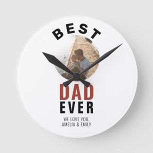Modern Best Pap Ever Vader Day Round Photo Ronde Klok