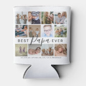 Modern 'Best Papa Ever' 12 Foto Collage Blikjeskoeler (Voorkant)