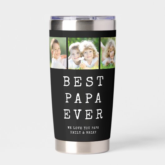 Modern BEST PAPA EVER 3 Photos Geïsoleerde Drinkbeker (Voorkant)