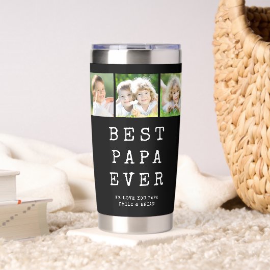 Modern BEST PAPA EVER 3 Photos Geïsoleerde Drinkbeker (Woonkamer (Gedraaid)  )