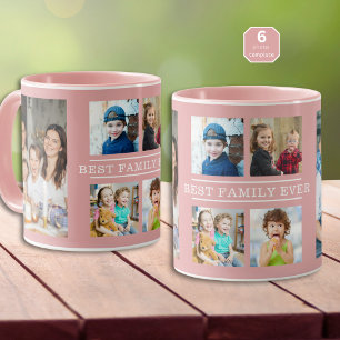 Modern Beste Familie Ooit 6 Fotocollage Roze Mok