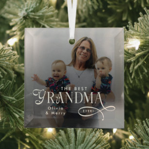 Modern Beste Oma Ooit Foto Persoonlijk Glas Ornament