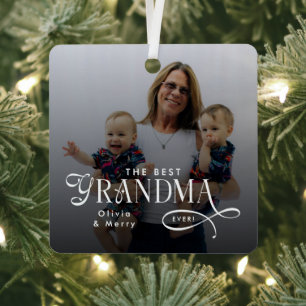 Modern Beste Oma Ooit Foto Persoonlijk Metalen Ornament