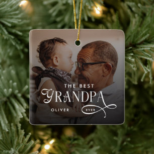 Modern Beste Opa Ooit Foto Persoonlijk Keramisch Ornament