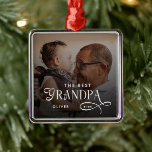 Modern Beste Opa Ooit Foto Persoonlijk Metalen Ornament
