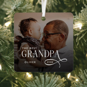 Modern Beste Opa Ooit Foto Persoonlijk Metalen Ornament