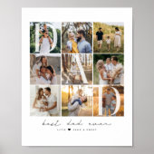 Modern Beste Papa Ooit Script 9 Fotorooster Papa G Poster (Voorkant)