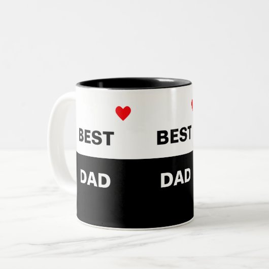 Modern beste vader op zwart-wit tweekleurige koffiemok (Voorkant links)