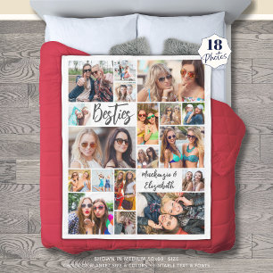 Modern Besties 18 Foto Collage Script Fleece Deken