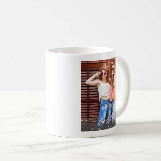 Modern Besties BFF Photo Script Coffee Mug  (Devant droit)