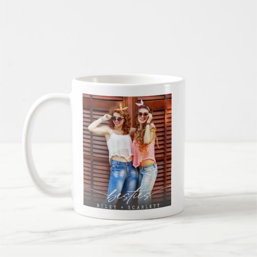 Modern Besties BFF Photo Script Coffee Mug (Gauche)